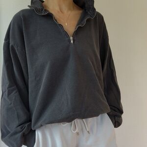 Los Angeles Apparel Half Zip Pullover Sweatshirt/ Size Large